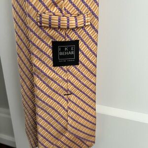 Ike Behar Gold and Purple Diagonal Striped Tie
